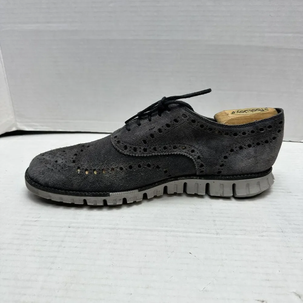 Cole Haan ZEROGRAND Shoes Mens 9.5 M BT Gray Leather Wingtip Oxfords